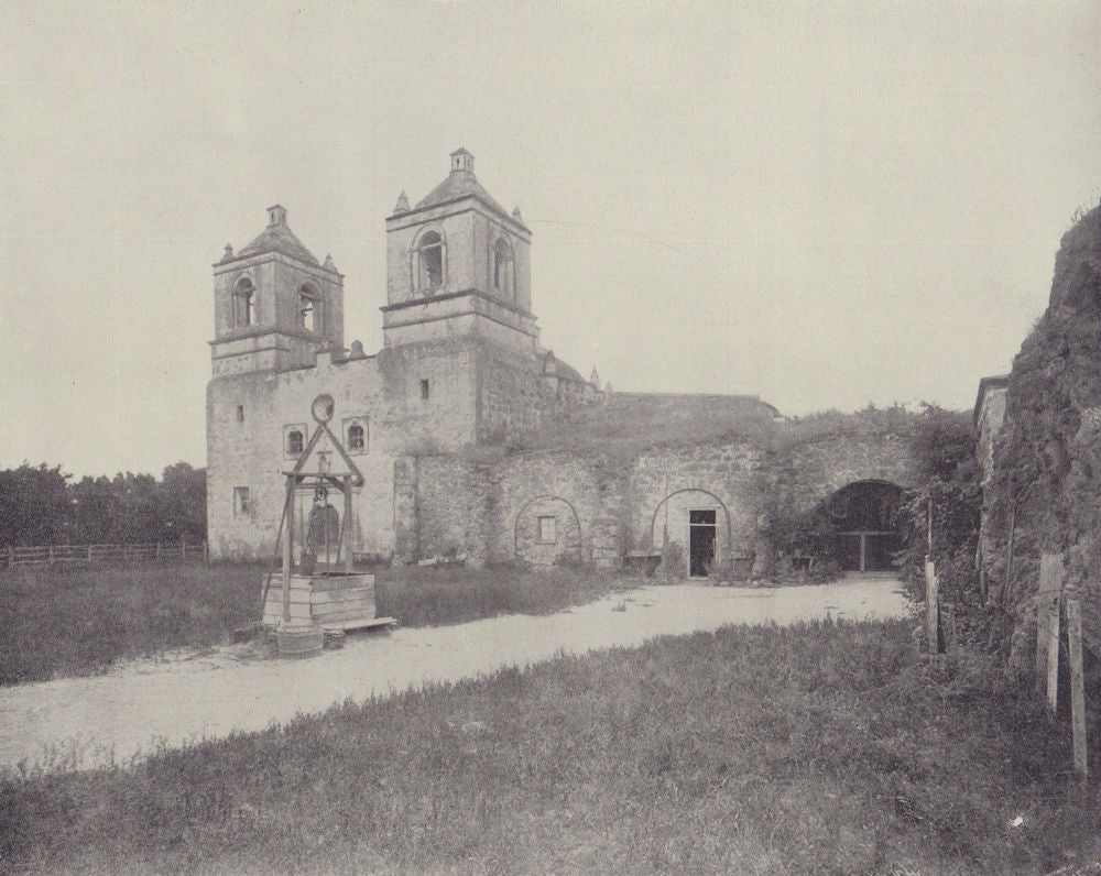Mission Concepcion, San Antonio, Texas. STODDARD 1895 old antique print